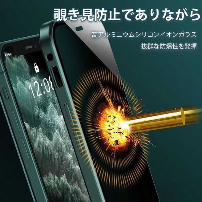 新しい適用可能なiPhoneケース両面バックルガラスのぞき見防止