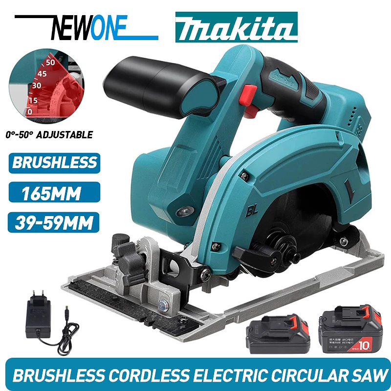 Brushless Cordless Electric Circular Saw 165mm Saw Blade Adjustable Angle Cutting Woodworking NEWONE for Makita 18V Battery