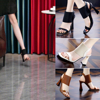 New square toe high heel sandals