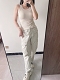 Ribbed Knit Tank Top! Sqare neck + V neck. One clothes and two wears!