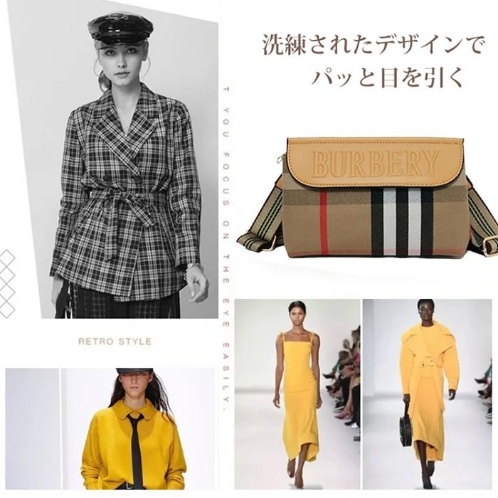 【BURBERYストライプ柄ショルダーバッグ】大容量、高品質