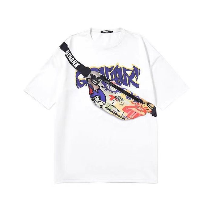潮流のファッションの半袖の電気エネルギーを感じて、稲妻の標識のTシャツのポケットを持って、便利に必需品を携帯します!