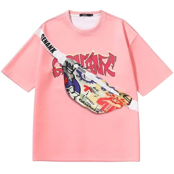 潮流のファッションの半袖の電気エネルギーを感じて、稲妻の標識のTシャツのポケットを持って、便利に必需品を携帯します!