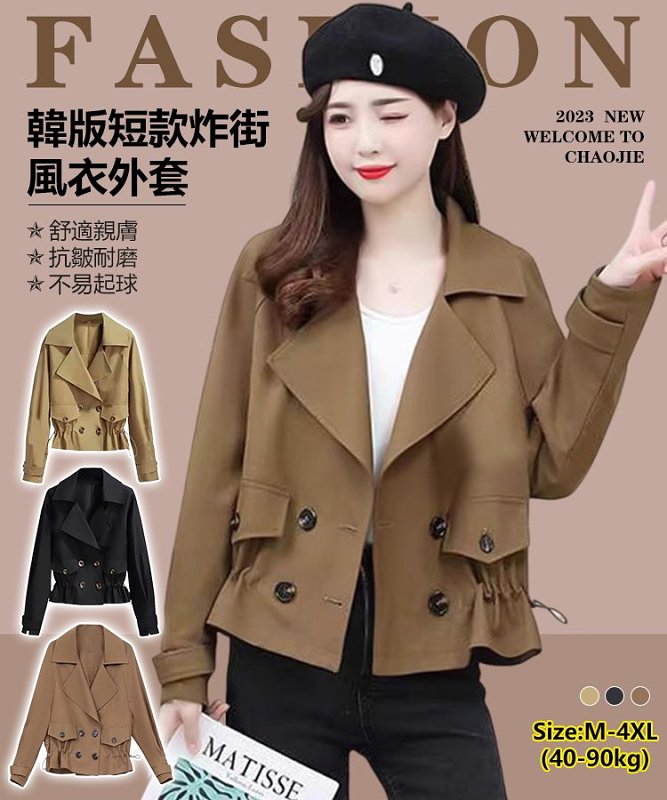 新款高級感修身風衣女外套