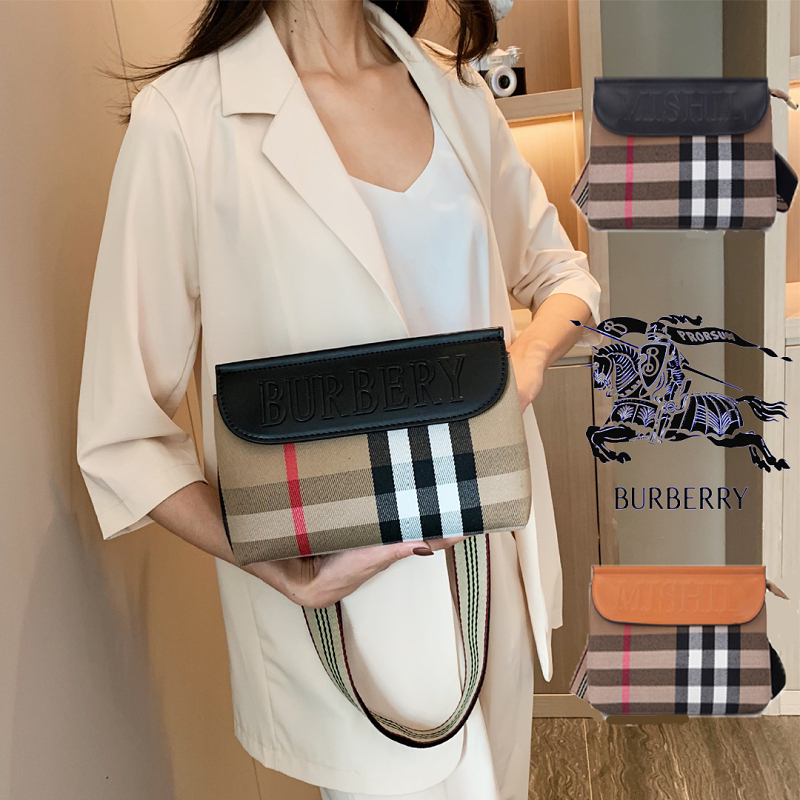 【BURBERYストライプ柄ショルダーバッグ】大容量、高品質