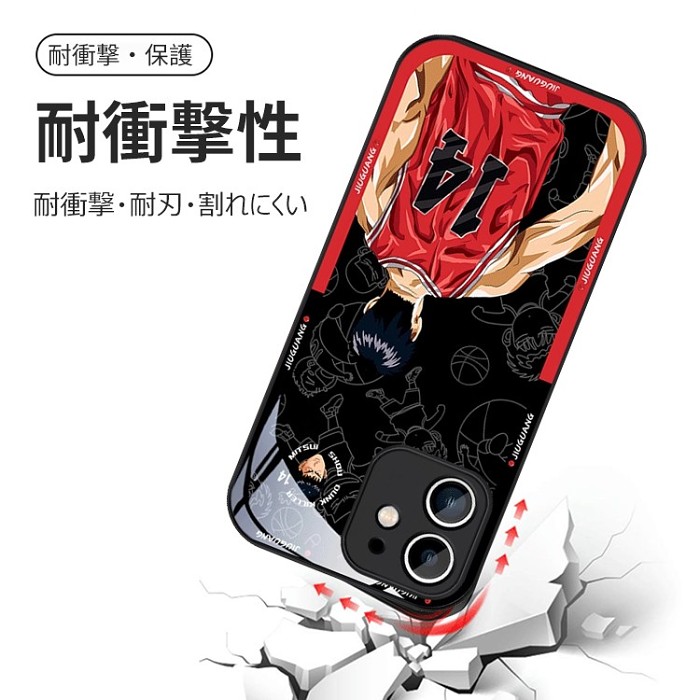 🏀スラムダンク X SLAM DUNK Joint 手触り抜群，全方位保護，指紋防止、液体ガラススマホケース