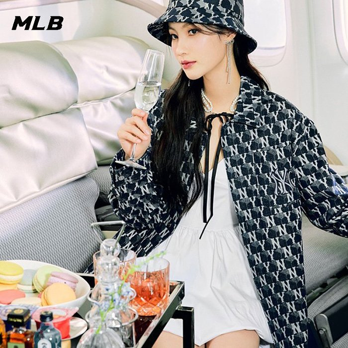 aespa x MLB丨韓國爆火男女同款復古休閒襯衫牛仔外套
