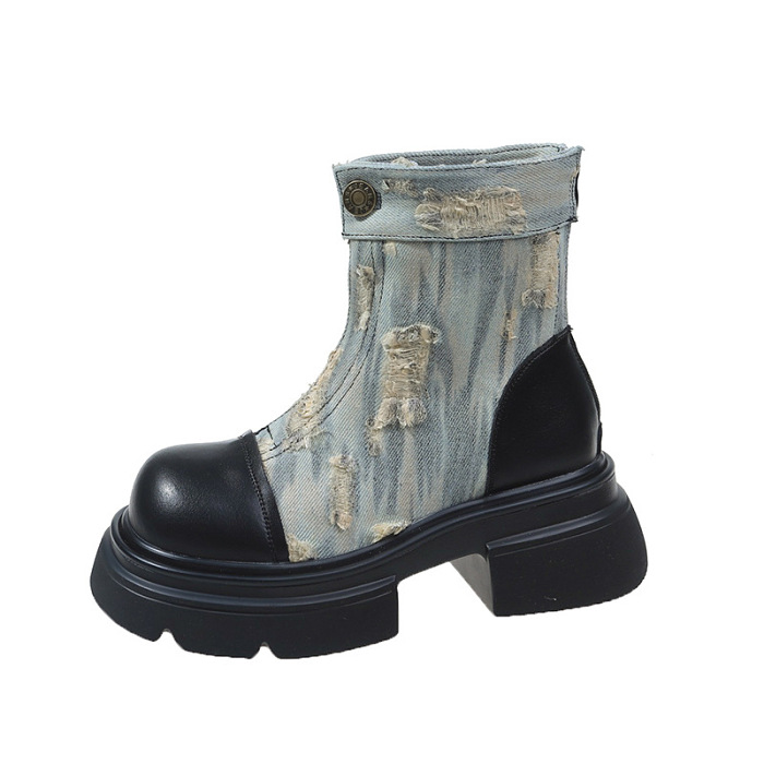 retro denim short boots