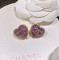Double C inlaid love peach crystal clear light pink earrings