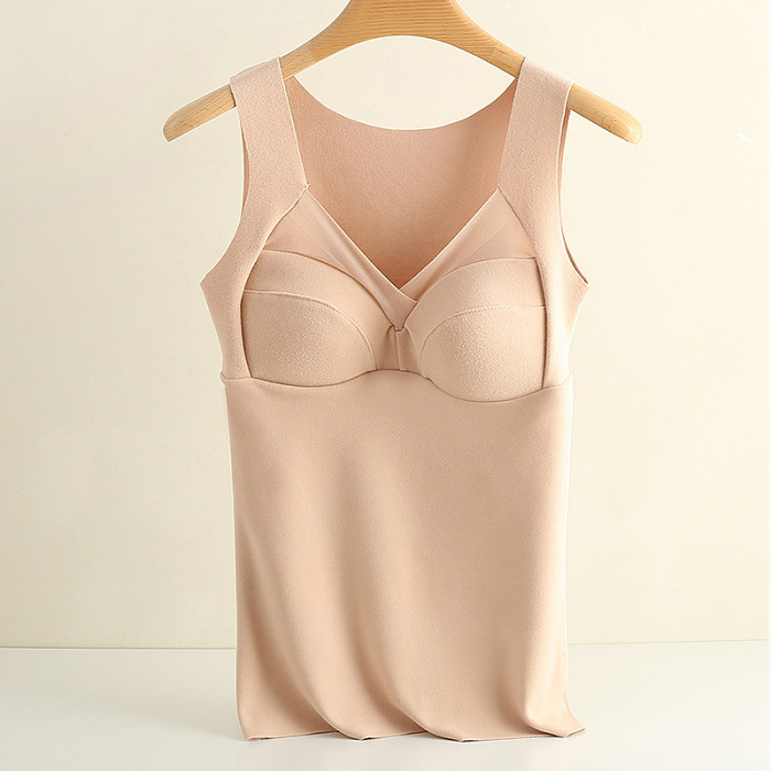 Thermal vest undershirt with built-in bra