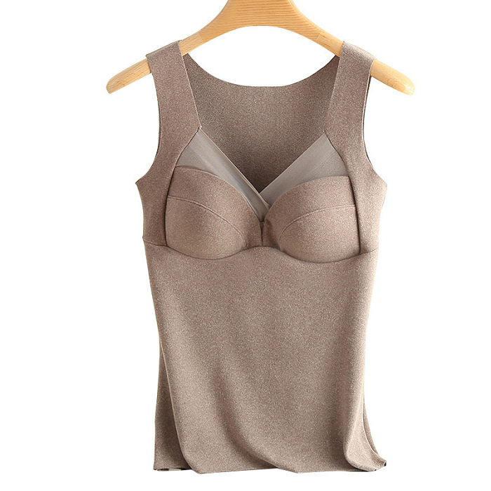 Thermal vest undershirt with built-in bra