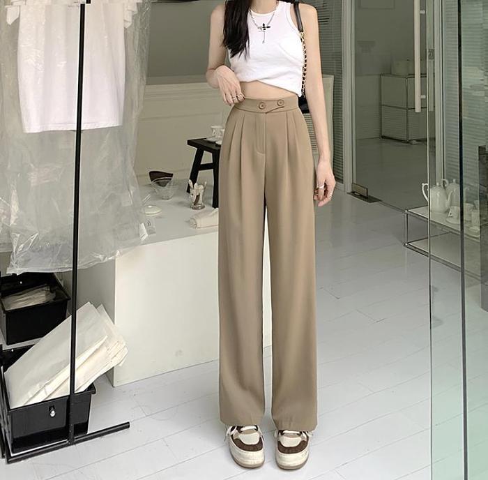 「人氣單品」#垂感西裝闊腿褲、💕高腰設計，只要1秒鐘拉長雙腿，視覺上讓你看起來瘦5公斤！
