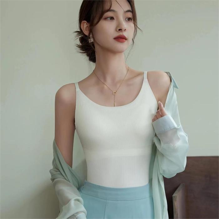 🧡2024春夏強烈推薦，帶胸罩的吊帶背心，性感美背，穿出自信好身材！