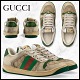 「正規品保証 | 公式と同じデザイン」gucci Screener GG レディースレトロ古いレザースニーカー