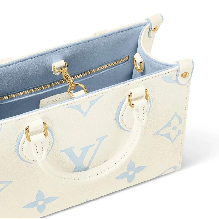 限定7個【Louis Vuitton | 官網正品】LV On the Go MM 2024新Milkyway系列candy blue玉桂狗起司海鹽牛奶購物袋