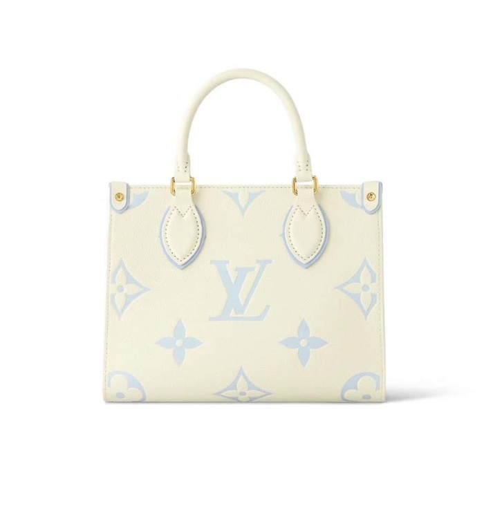 限定7個【Louis Vuitton | 官網正品】LV On the Go MM 2024新Milkyway系列candy blue玉桂狗起司海鹽牛奶購物袋