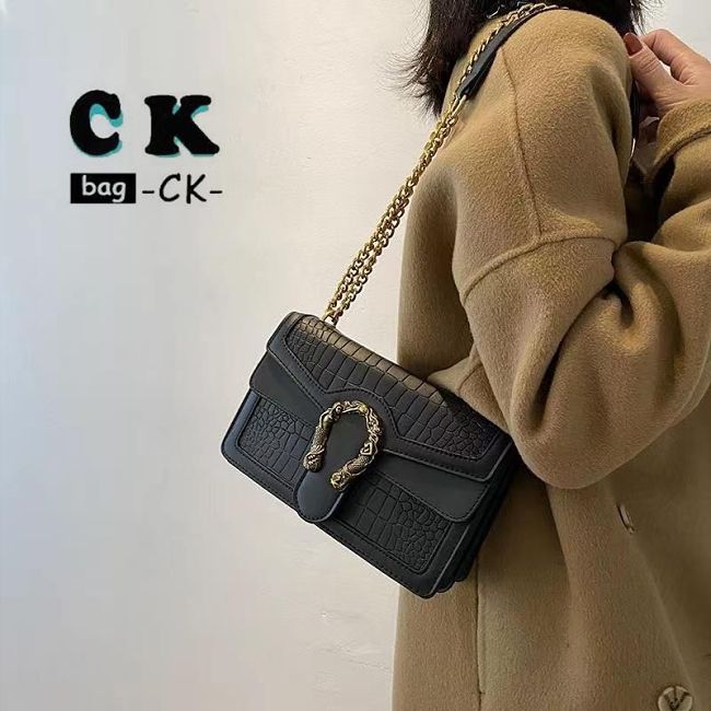 CK包包新款洋氣百搭石頭酒神復古鱷魚鏈肩挎包女包