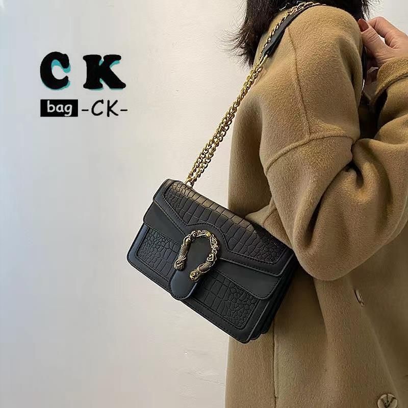 CK包包新款洋氣百搭石頭酒神復古鱷魚鏈肩挎包女包