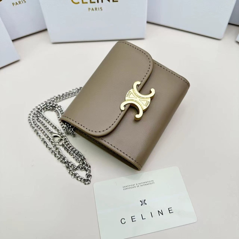 【限定20件放出】Celine凱旋門Triomphe經典款皮革錢包 五色可選 鏈條可拆卸