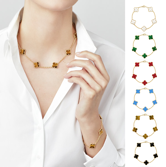 Van Cleef & Arpels ヴィンテージ アルハンブラ ブレスレット、5 つのモチーフ🔥ヴィンテージ アルハンブラ ブレスレット、5 つの四つ葉のクローバーの幸運のトーテム