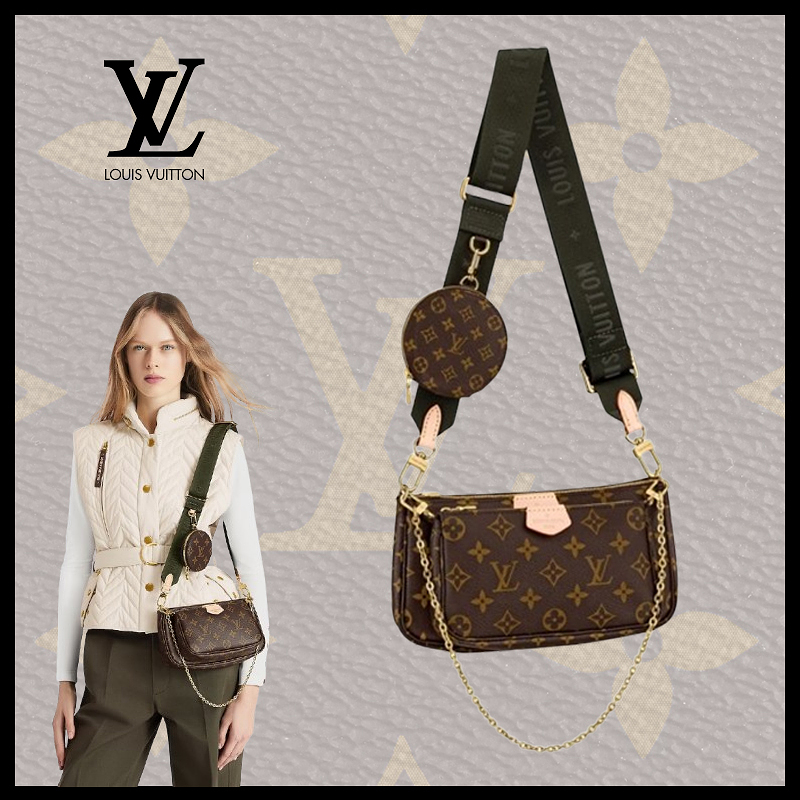 【限定割引9個】Louis Vuitton クラシックMULTI POCHETTE ACCESSOIRESオプションの 2 色のショルダーストラップを備えた 5 イン 1 ハンドバッグ