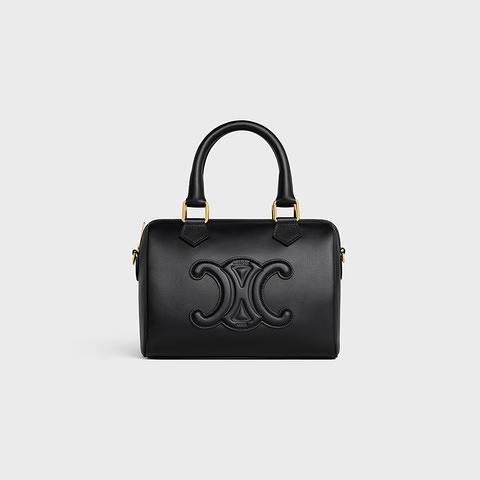 【定番の人気品】Celine セリーヌ Triomphe クラシック レザー ボストンハンドバッグ