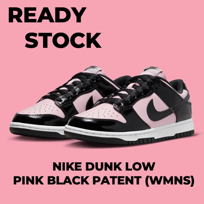 NIKE Dunk Low Black Patent Pink WMNS
