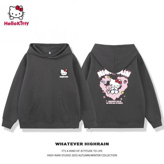 【Hello Kitty五十週年慶典】凱蒂貓印花連帽T休閒可愛風HelloKitty經典時尚百搭情侶同款寬鬆外套 換季優惠搶先購 數量有限，錯過只能再等下一個週年慶啦~ 喜歡就趕快下訂吧~