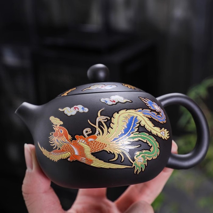 【遇熱變色】龍鳳呈祥紫砂壺，品茶送禮佳選