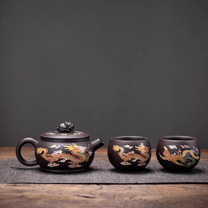 【遇熱變色】龍鳳呈祥紫砂壺，品茶送禮佳選