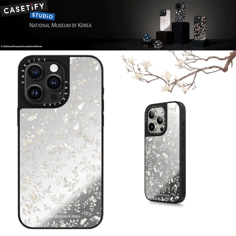 National Museum of Korea × CASETiFY NMK White/Pink Nacre Pattern case Magsafe for iPhone