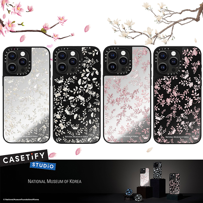 韓國國立中央博物館 × CASETiFY NMK 白色/粉紅色珍珠母圖案保護殼 Magsafe（適用於 iPhone）