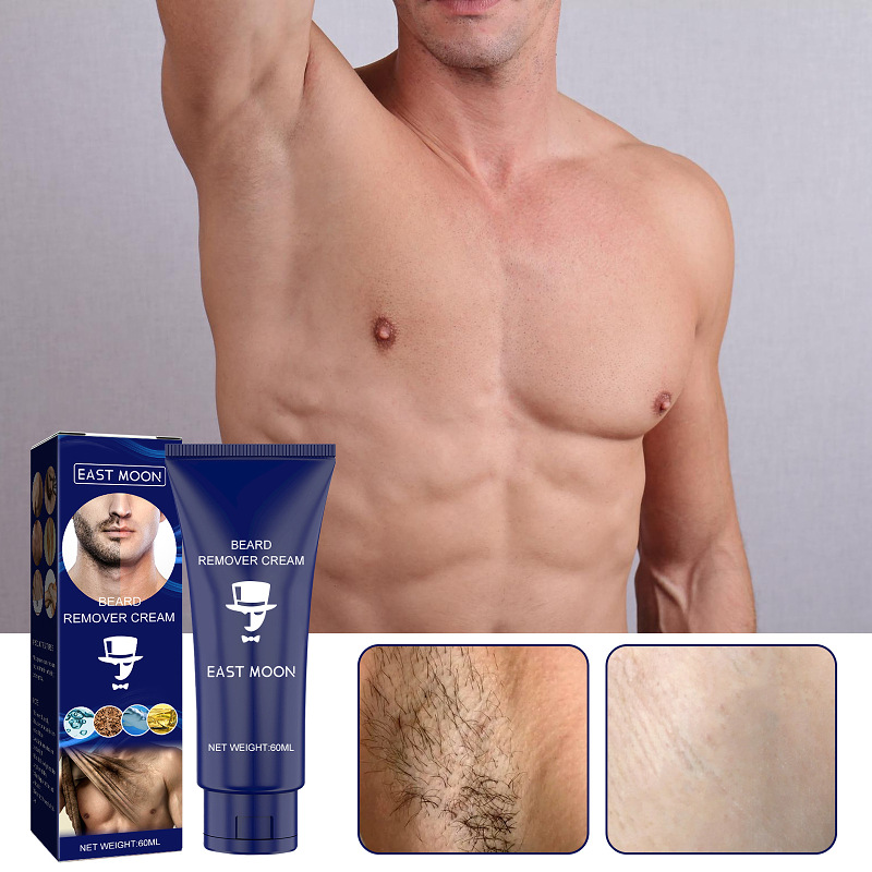 Hair removal cream removes beard and chest hair from the bod