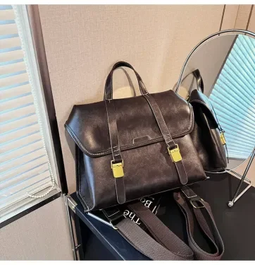 Large capacity leather backpack