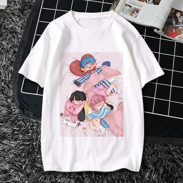 BTS防彈少年團同款T卹週邊卡通粉絲應援服青春流行短袖春夏新款限量發售