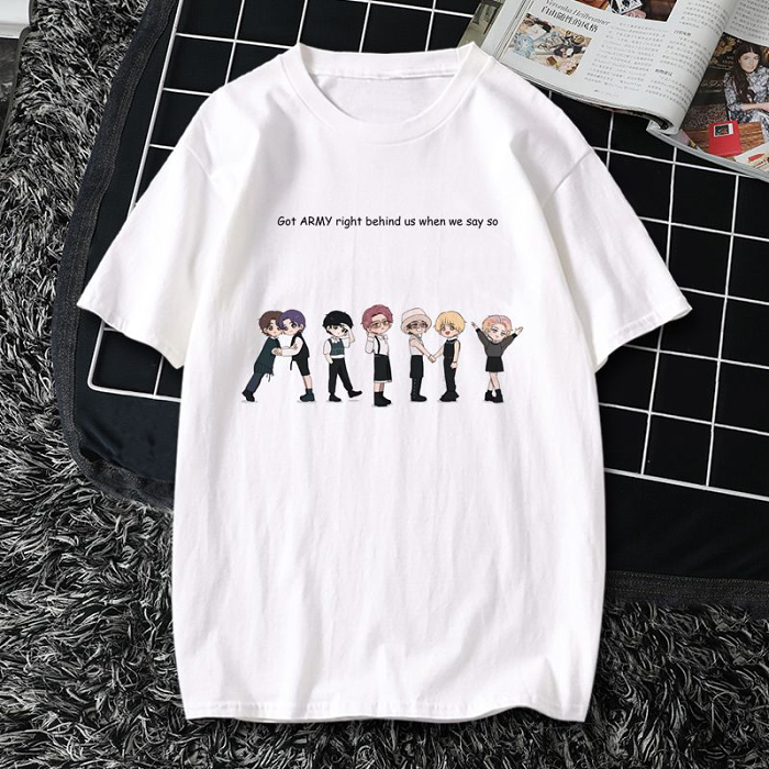 BTS防彈少年團同款T卹週邊卡通粉絲應援服青春流行短袖春夏新款限量發售