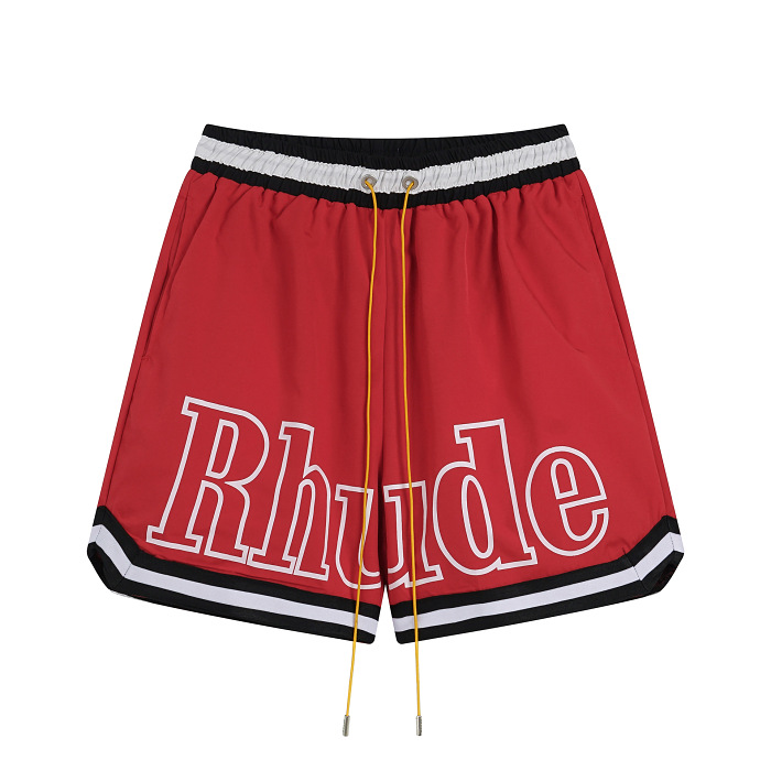 【RHUDE】美式潮牌 RHUDE 字母 LOGO提花抽繩男女休閒寬鬆短褲