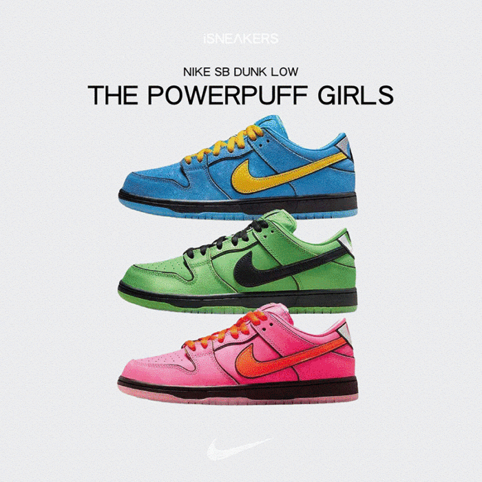 The Powerpuff Girls X Nike SB Dunk Low  Bubbles / Blossom / Buttercup