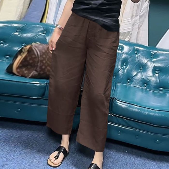 【三花棉業】2025夏季大碼女裝高腰亞麻八分直筒休閒褲