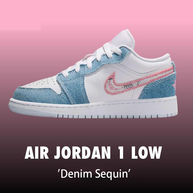 Jordan 1 Low GS 'Denim Sequin'