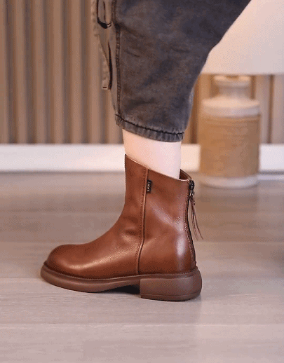 👢累計販売数55,000足突破✨最強美脚ショートブーツ！真皮英倫風馬丁靴