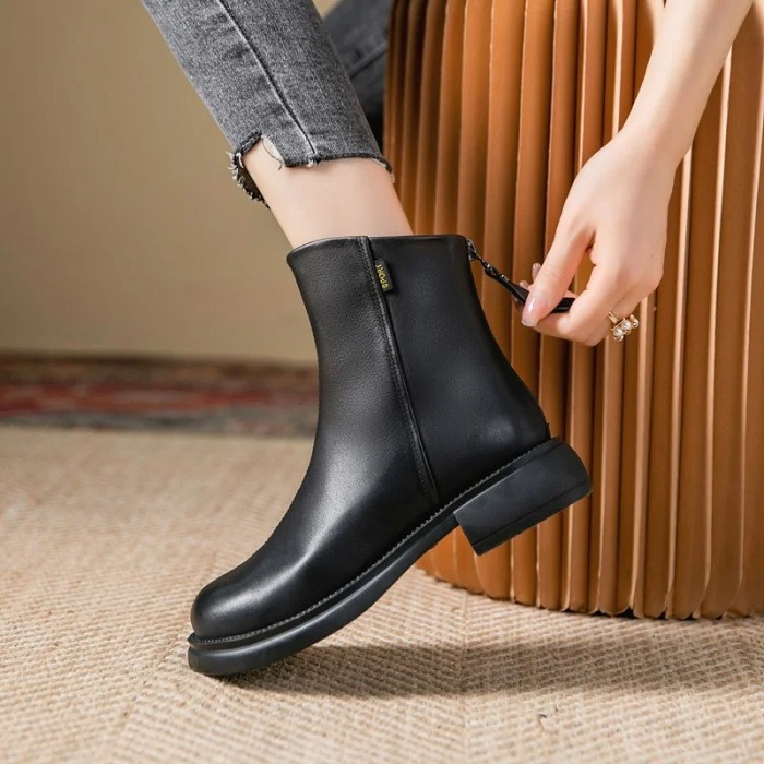 👢累計販売数55,000足突破✨最強美脚ショートブーツ！真皮英倫風馬丁靴