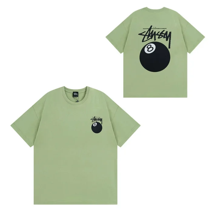 Stussy 8球系列 SS24 經典黑八撞球印花圖案寬鬆圓領短袖T卹 男女同款