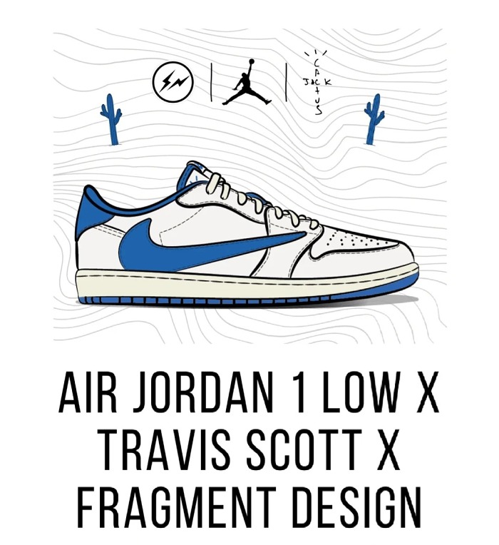 Travis Scott × Fragment × Nike Air Jordan 1 Low OG “Sail/Military Blue”