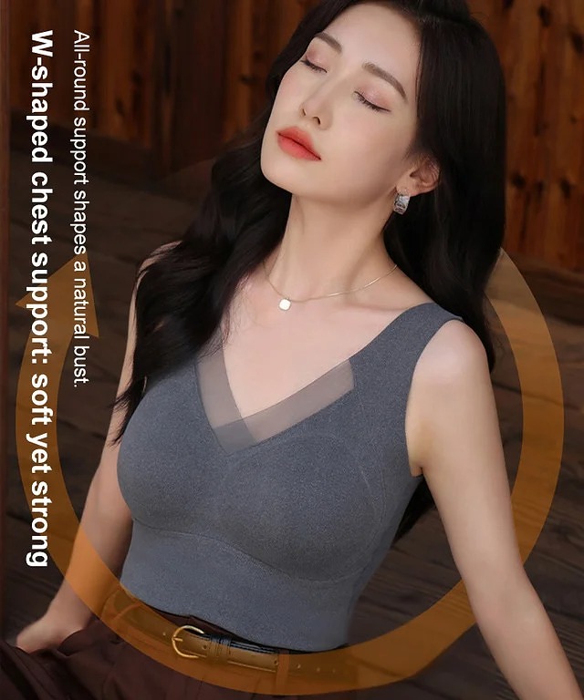 Graphene Self-Heating Warm Lace Vest with Built-in Bra