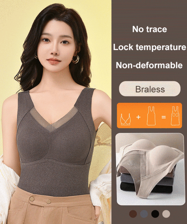 Graphene Self-Heating Warm Lace Vest with Built-in Bra