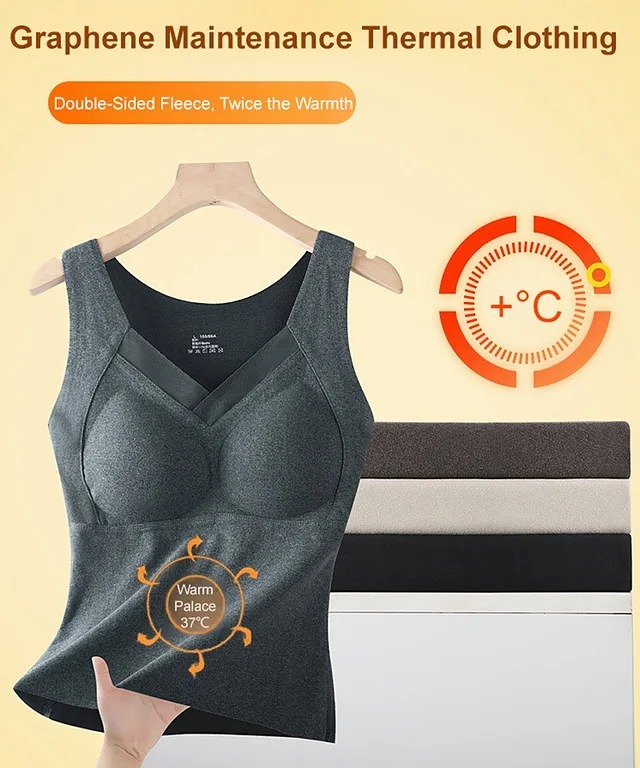 Graphene Self-Heating Warm Lace Vest with Built-in Bra