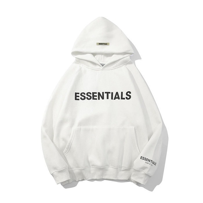 Fear of God Essentials ユニセックス スタイル 前面と背面に施された新しいフロック加工のロゴデザインは非常に質感があります。