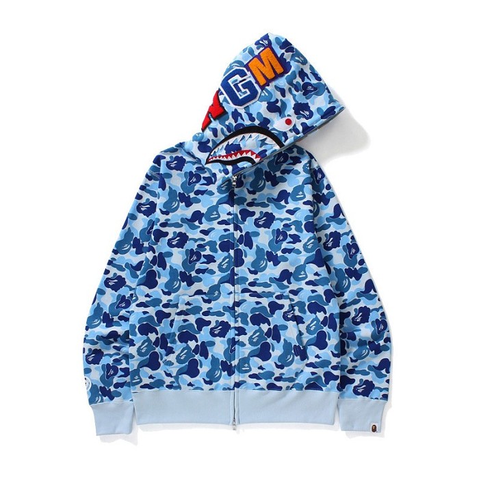 【日本正規】BAPE シャークカモフラージュ ジップアップパーカー ユニセックス 冬物特価品（期間限定）