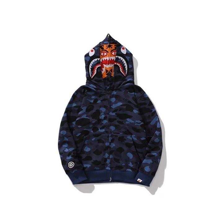 【日本正規】BAPE シャークカモフラージュ ジップアップパーカー ユニセックス 冬物特価品（期間限定）